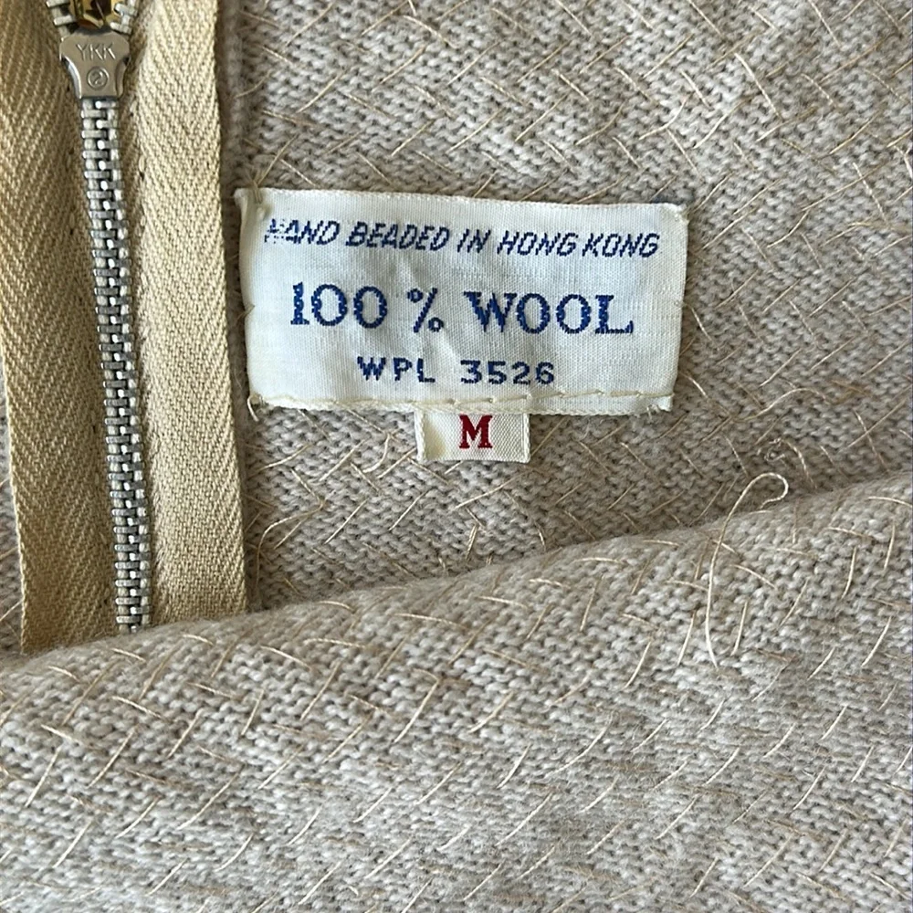 Vintage Womens Hand Beaded Wool Embellished Sleeveless Top M Glam Wearable Art - Picture 5 of 8